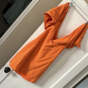 Flawed rent the runway Vibrant Orange Gingham Dress
